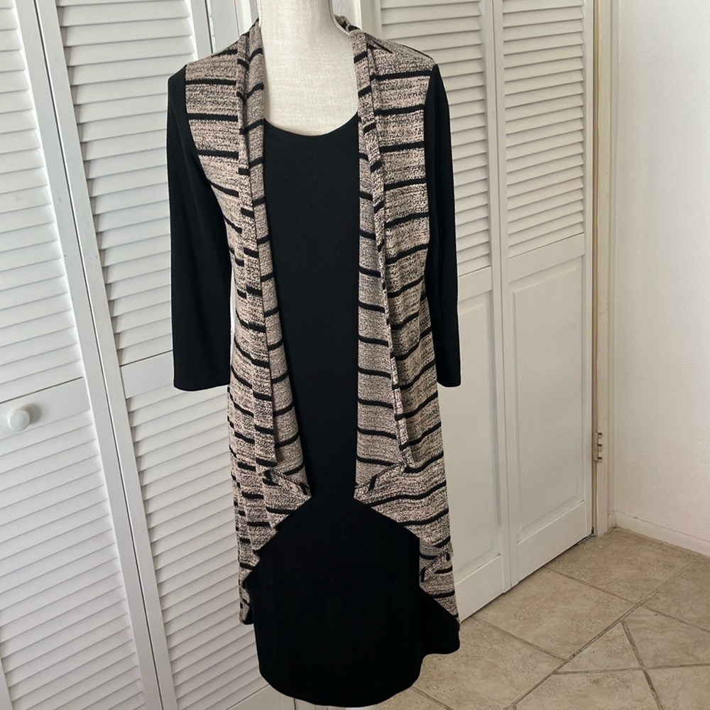 HAANI black and tan dress‎ with attached draped jacket size M used